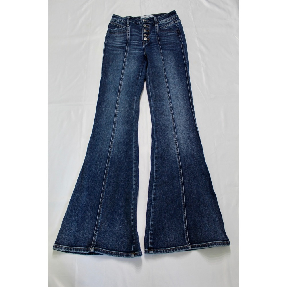 Flying Monkey High Rise Super Flare Jeans Dark Wash Button Fly Size 26 BY4417L